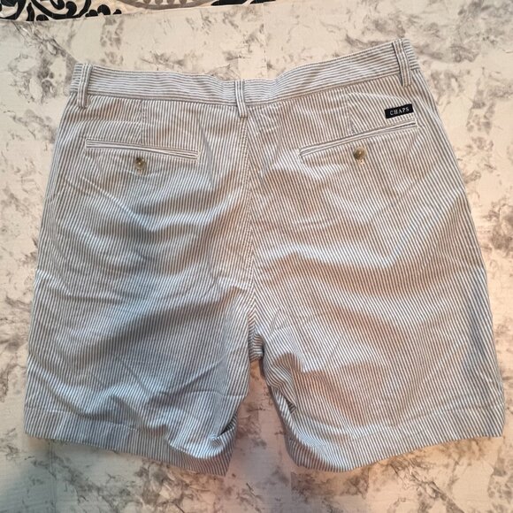 Mens‎ CHAPS Stretch Shorts Size 34 Pre-owned Blue/White Striped Summer - Picture 2 of 7